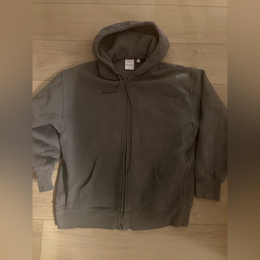 Aritzia boyfriend fit sweatfleece  zip-up hoodie in charcoal size M like new